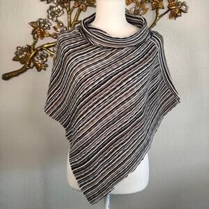 Cozy striped cowl neck poncho